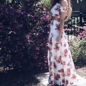 VICI floral maxi skirt and matching crop top